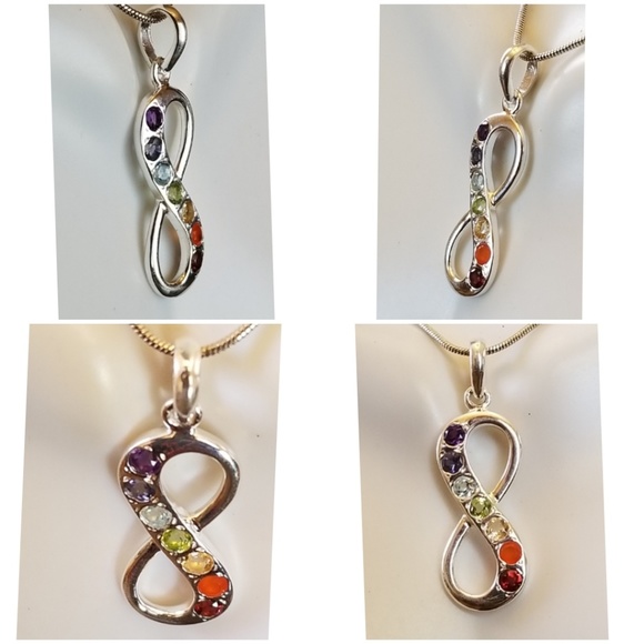 Genuine Gems Healing Infinity Chakra Pendant 1.5" - Picture 2 of 4